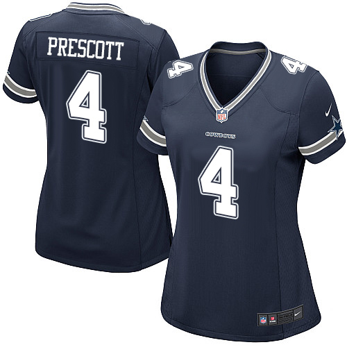 Women's Game Dak Prescott Nike Jersey Navy Blue Home - #4 NFL Dallas Cowboys